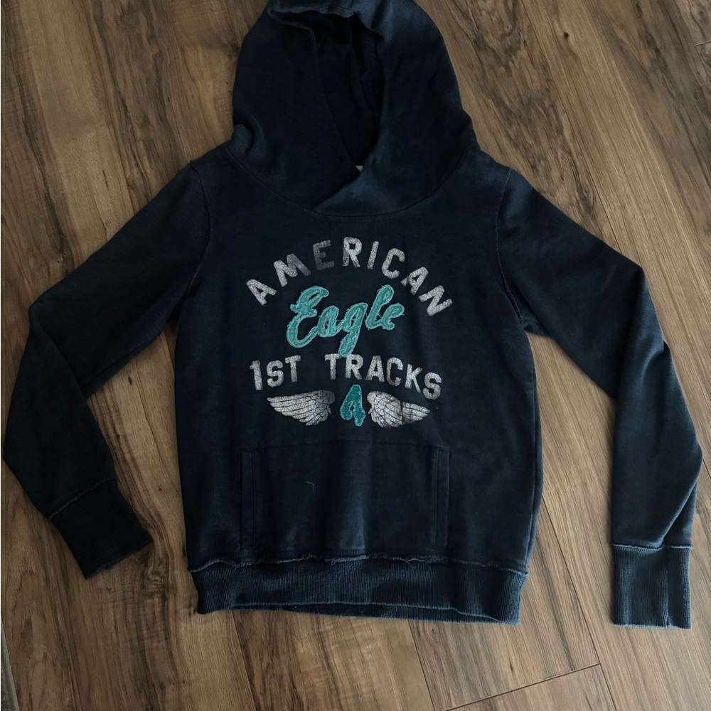 American Eagle Outfitters Blue Graphic Hoodie Sweatshirt